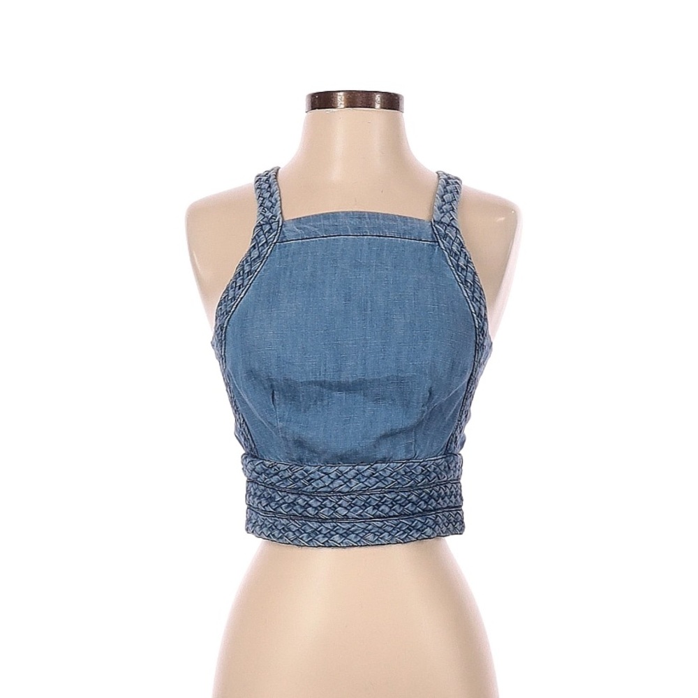 Maeve denim cropped and braided tank. Size 2.